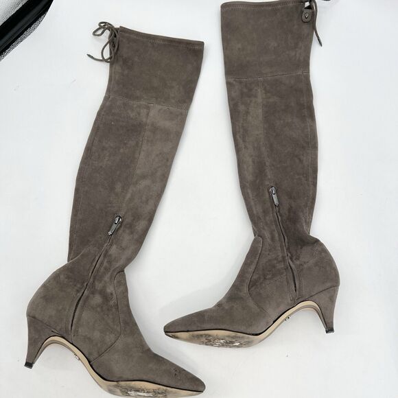 Sam Edleman Kristie Over The Knee Pointed Toe Kitten Heel Taupe Women's 9.5 - Picture 2 of 14